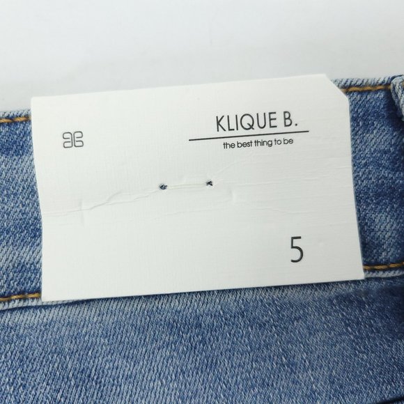 Klique B Skinny Ankle Jeans NEW Sz 5 Distressed Raw Hem Stretch Denim High Rise - Picture 6 of 10